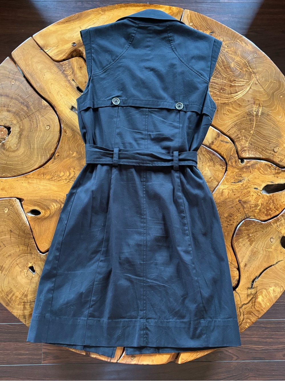 Vintage Bebe Trench Coat Style Dress Sleeveless Black Size 4 - Picture 3 of 15